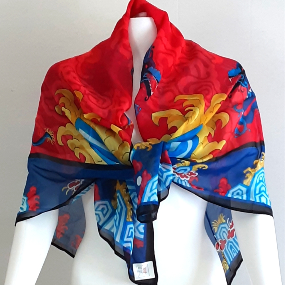 VERY VOLLBRACHT Vibrant Dragon Silk Scarf